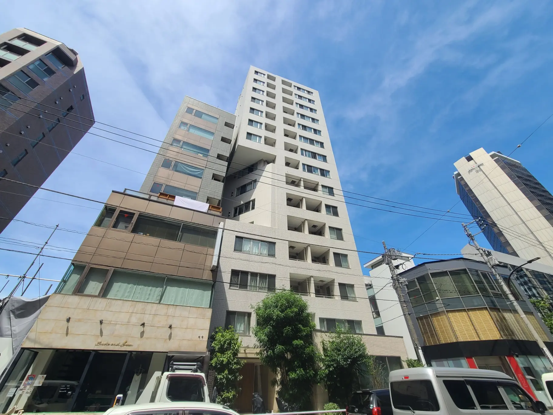 都会的な景観と現代的な建築、多様な建物デザインが特徴の通り